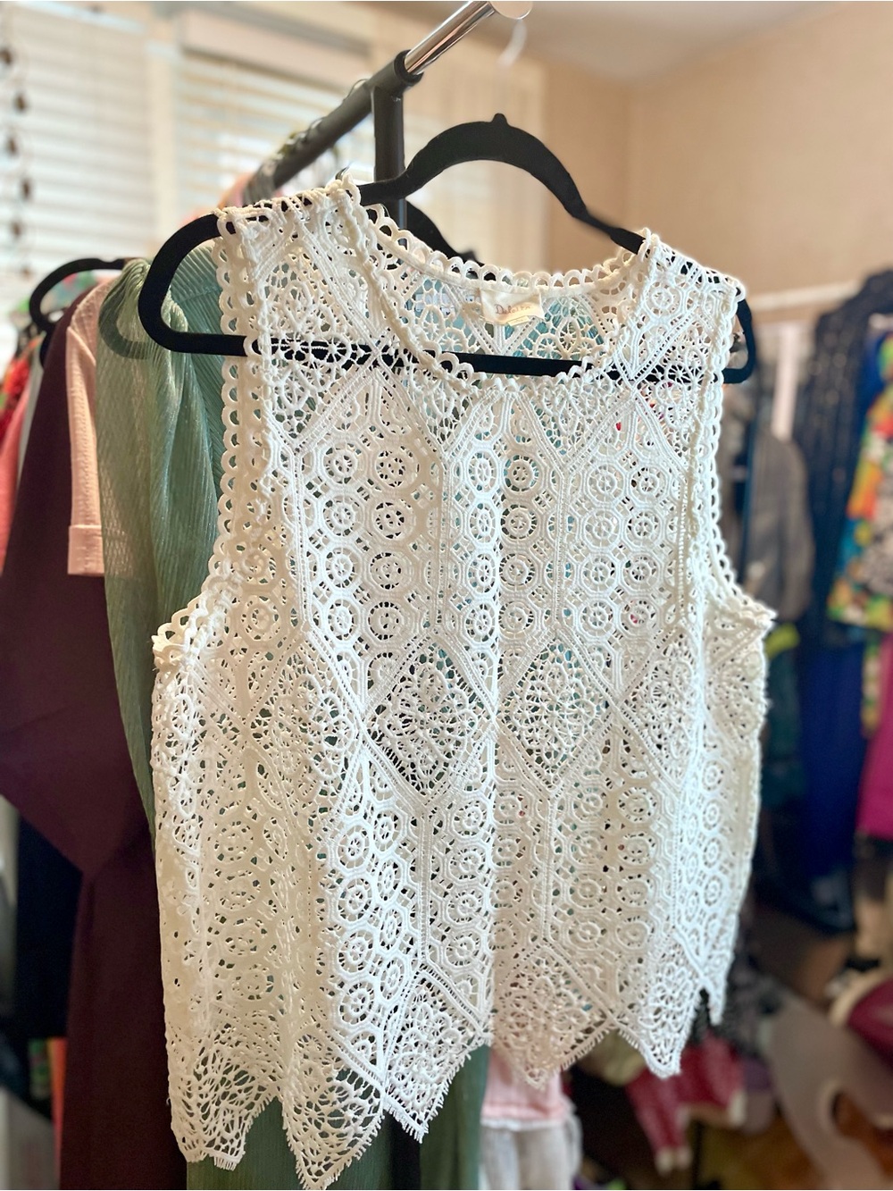 Deletta White Crochet Lace Sleeveless Camisole